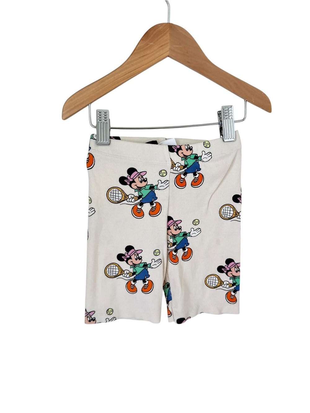 Zara Disney Cream Ribbed Mouse Print  Tennis Biker Shorts